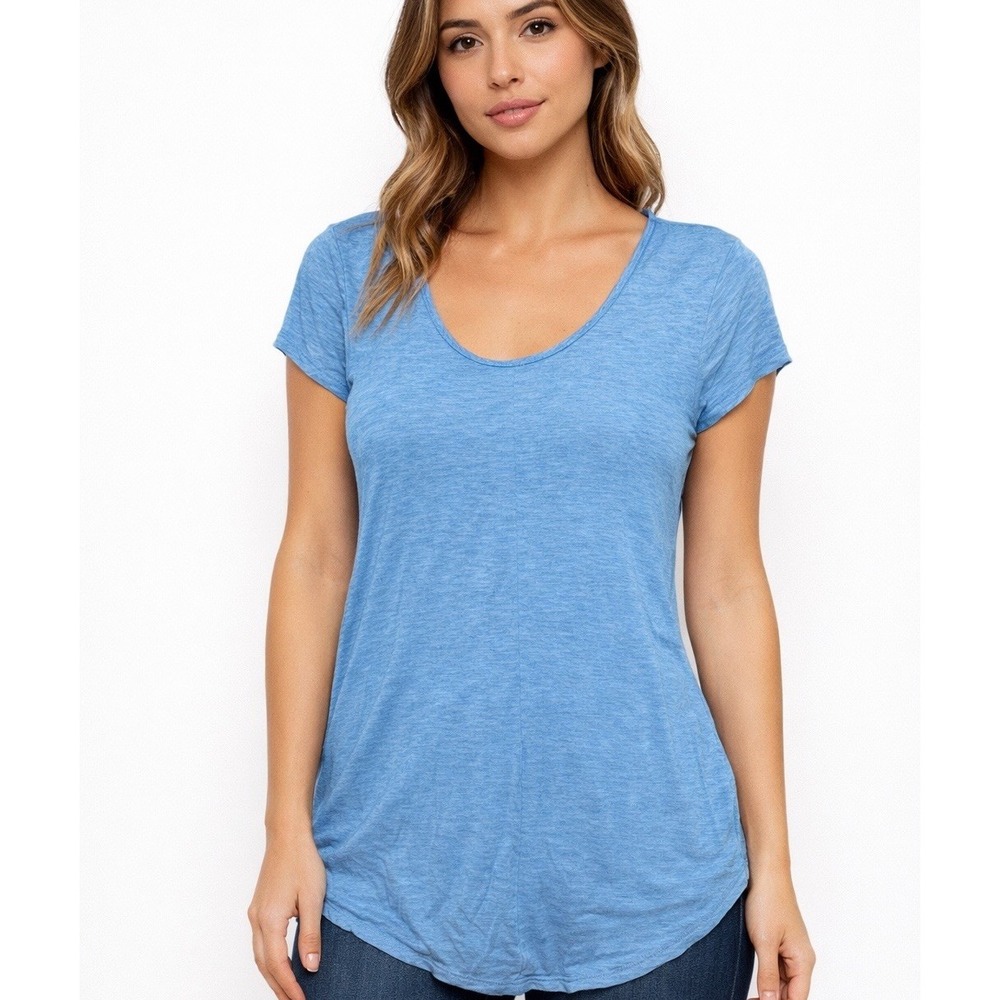 Cupio Anthropologie Women's S Swing A-line Tee Trapeze Top Blue Soft Boho Casual